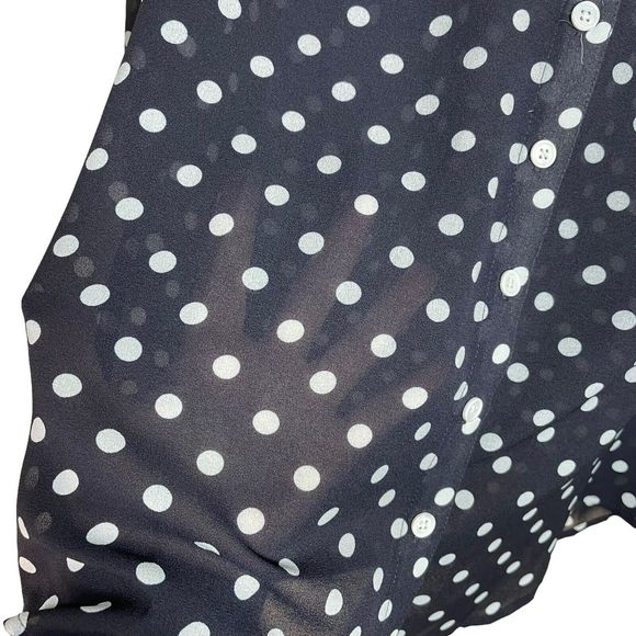 ModCloth Be Buzzworthy Button-Up Top Dotted Blouse Black White Career Size‎ XS - Picture 5 of 12